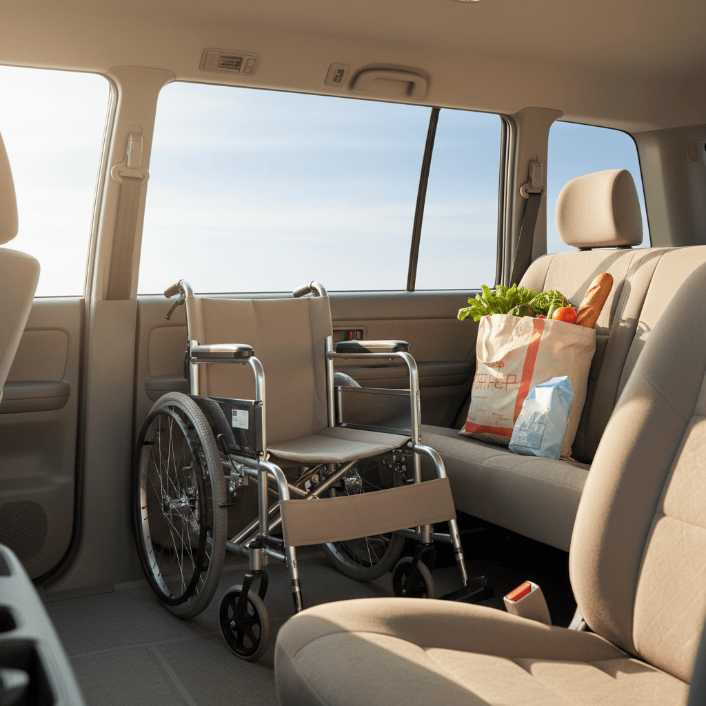 Spacious wheelchair-accessible taxi interior on the Isle of Wight
